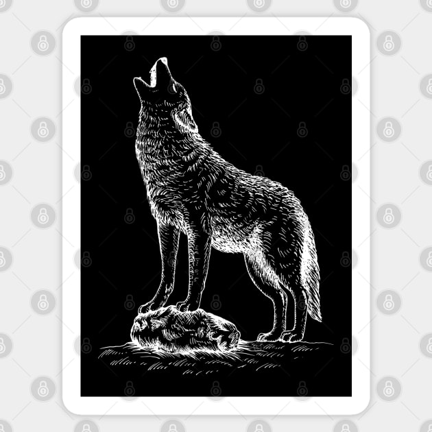 Howling Wolf (White) Sticker by illucalliart